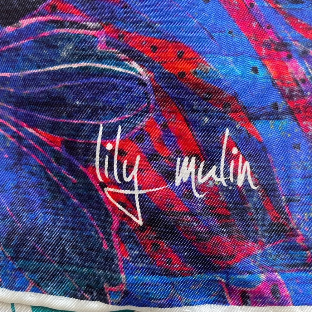 Lily Mulin colorful scarf.